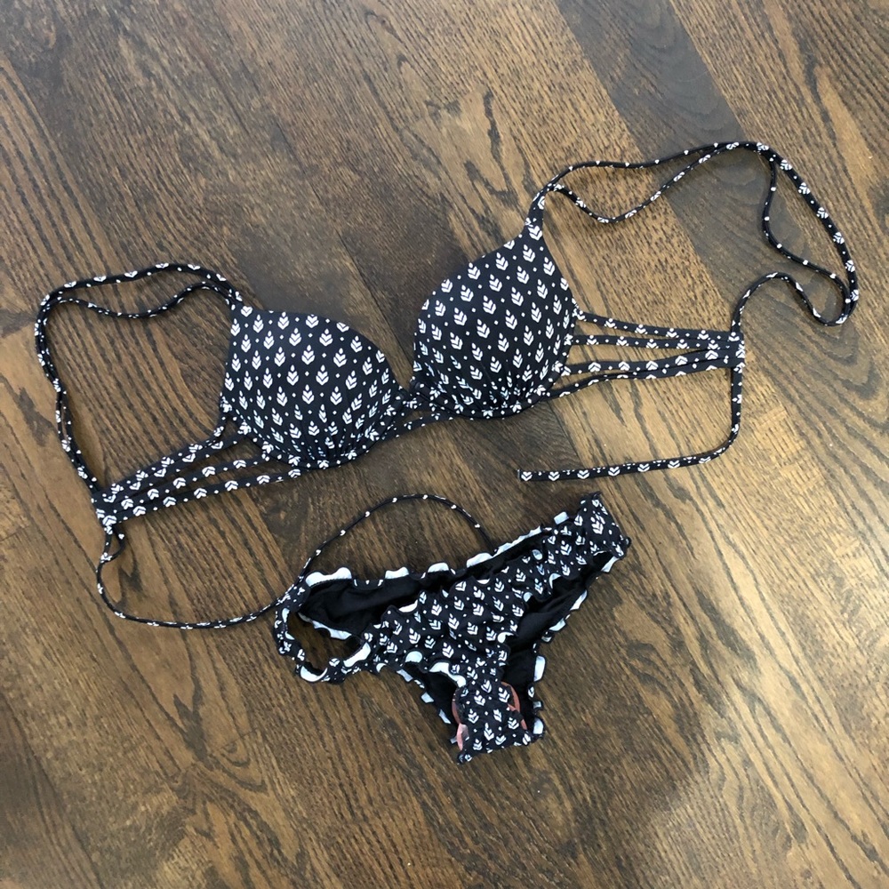 Black and White Tribal Push Up Bikini